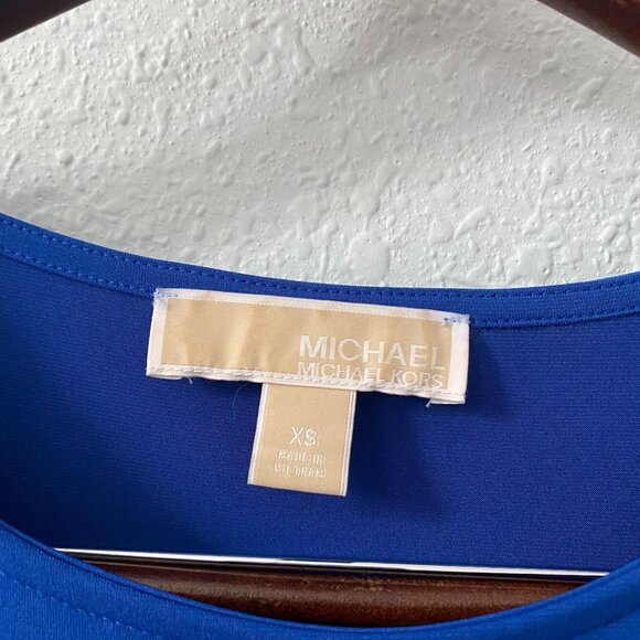 MICHAEL Michael Kors Blue Asymmetrical Dress Womens XS Grecian Flattering Slinky - Picture 5 of 9